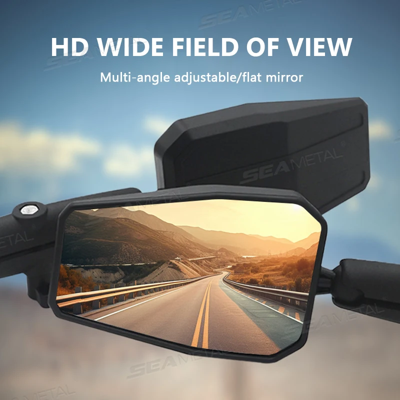 BLALION 1Pair ADV Motorcycle Rearview Mirror Foldable Adjustable Adventure Westwind OffRoad Handlebar Side Mirrors Wide View