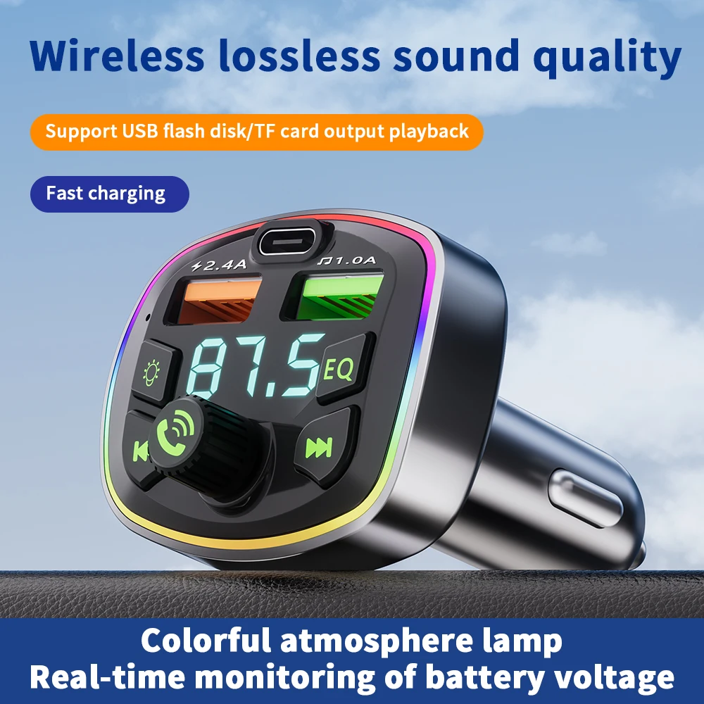 شاحن سيارة لاسلكي سيارة مشغل MP3 FM الارسال Bluetooth5.0 المزدوج USB ميناء PD شحن سريع الأيدي الحرة دعم TF بطاقة U القرص