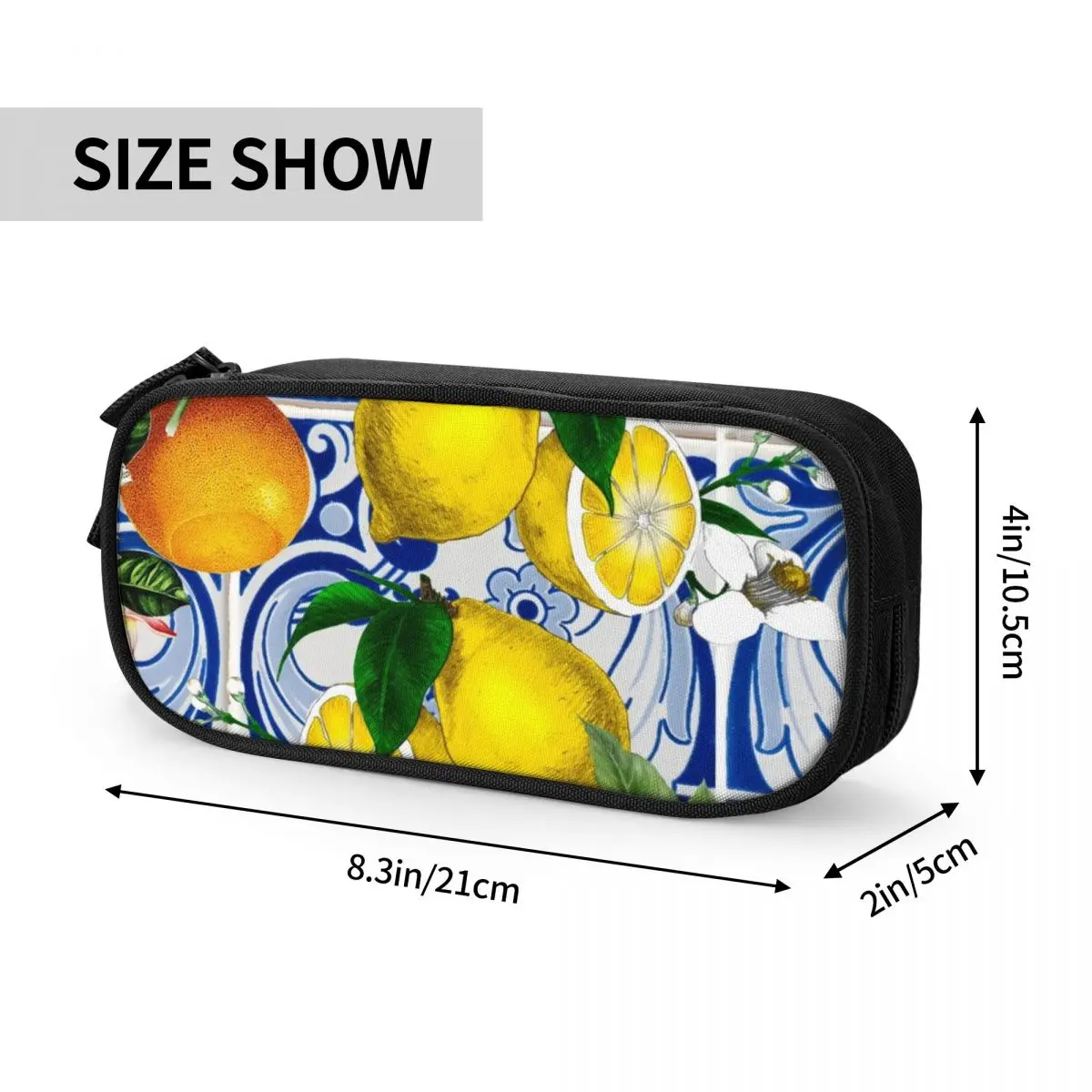 Mediterranean Lemon Pencil Case Nordic Fresh Yellow Print Pencil Pouch Pen Box Big Capacity Bag Students School Gift Stationery