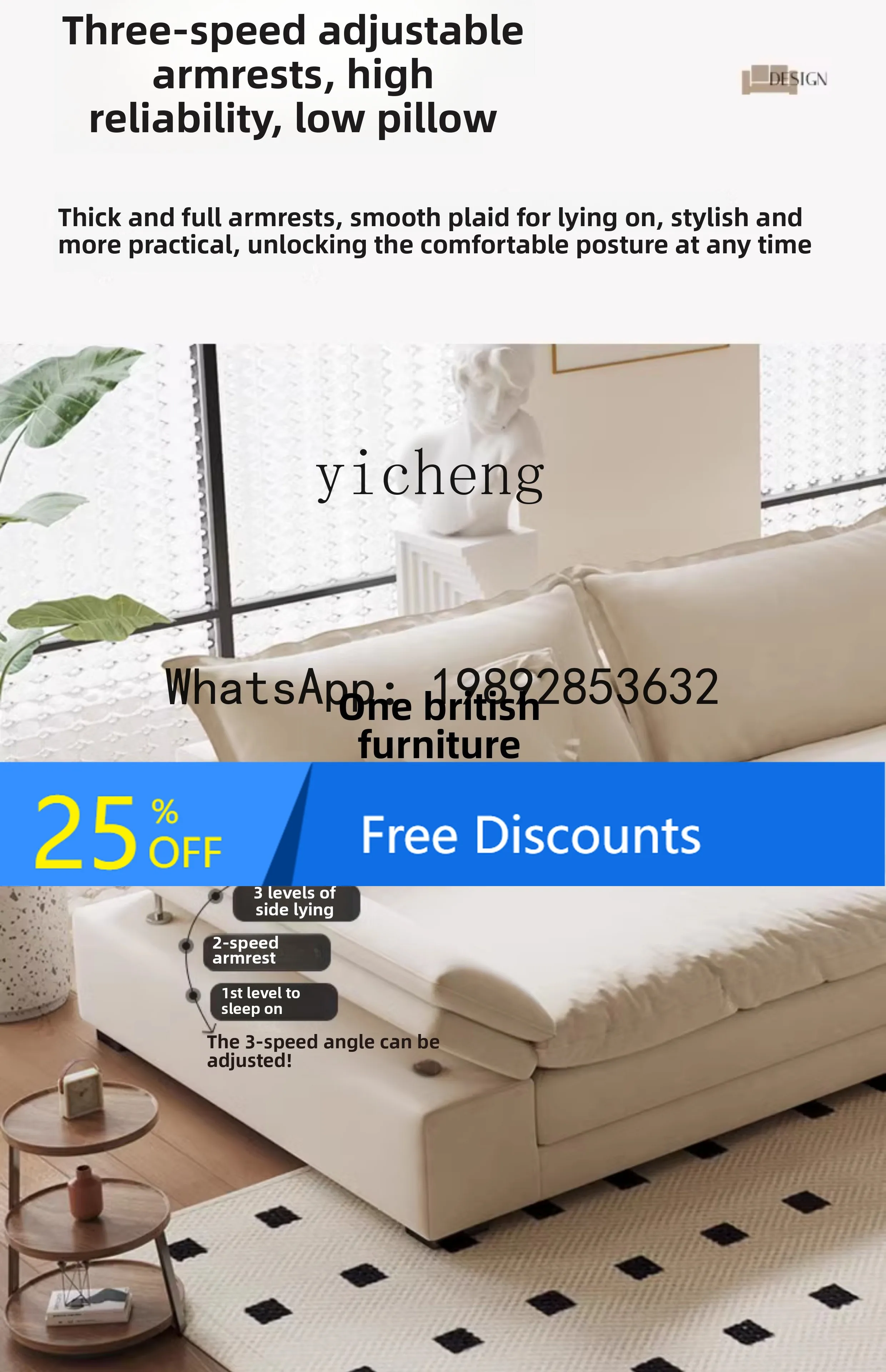 

FZ cream wind sitting deep cloud velvet adjustable sailing sofa modern small apartment fabric sofa