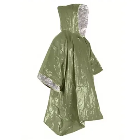 Термоплащ для выживания Orange/Military Green
