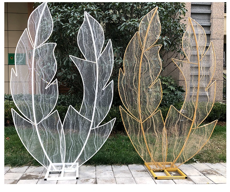 Creative Stage Decoration Lace Feather Screen Road Lead Wedding Props Wrought Iron Background Screen