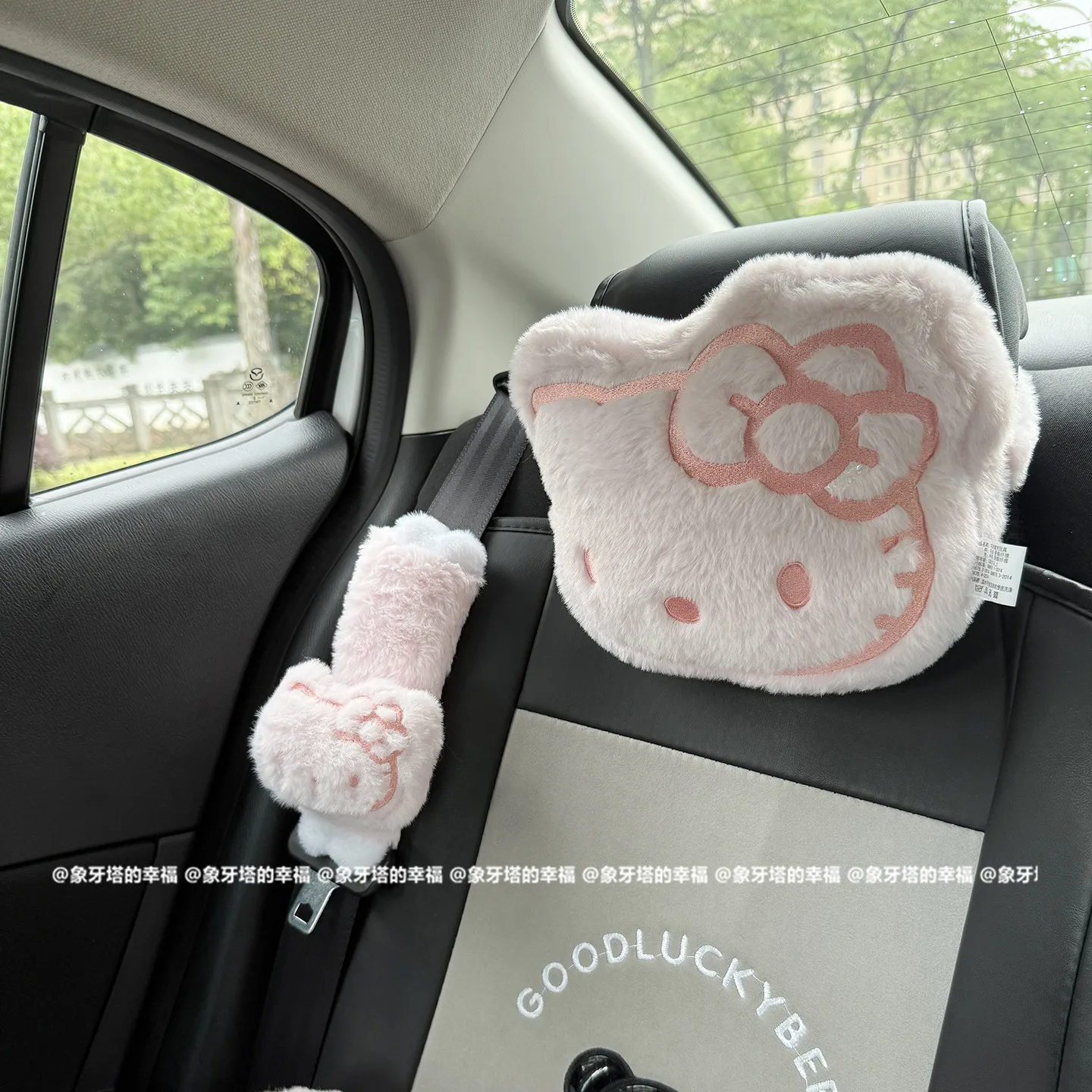 

Hello Kitty Pink Car Headrest Pillow Plush Doll Neck & Lumbar Support Cushion Adjustable Car Seat Pillow Seat Belt Cover