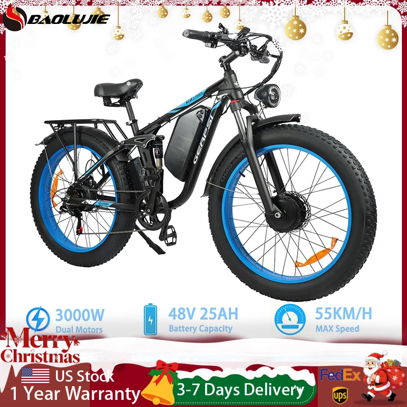 

BAOLUJIE 2603 Электрический велосипед Ebike 26 "Велосипед с толстыми шинами Горный электрический велосипед 3000 Вт Электрический велосипед Съемная батарея【 Гарантия 1 год】