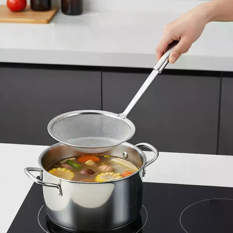 Durable Stainless Steel Strainer Fine Mesh Cooking Skimmer with Practical Handle