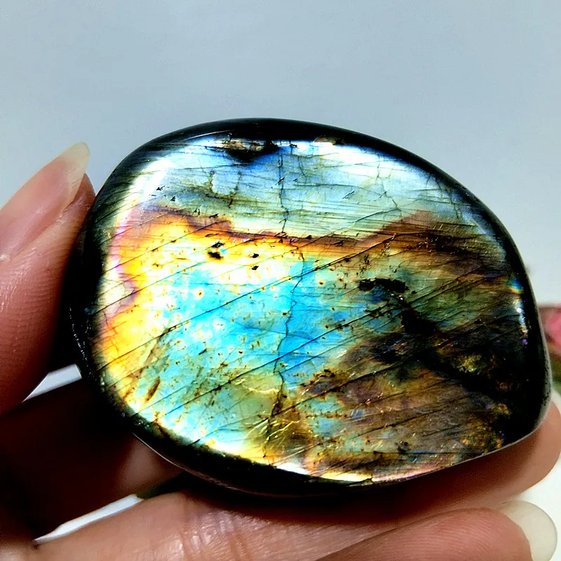 Natural Stones Finland Labradorite Light Palm Meditation Healing Spiritual Reiki Energy Healing Feng Shui Crystal Room Decor view 4