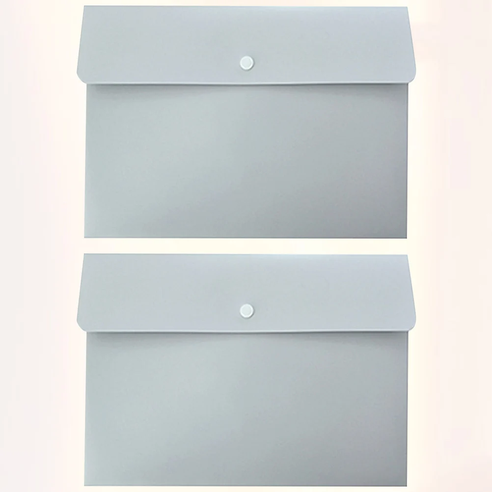 2 Pcs File Folder Document Bag ganizer Button Buckle Pockets Office Blue Student PP Material Waterproof Smooth Ideal