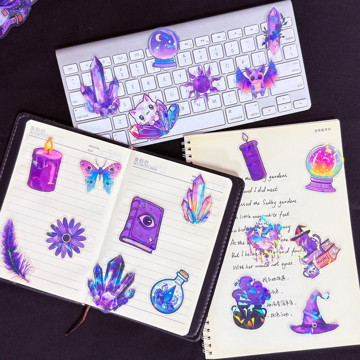 50/100 قطعة شفافة PET الليزر القوطية الساحرة ملصقات الهاتف اللوحي ملصقات الإبداعية دفتر القرطاسية الأطفال مكافأة ديكور #5