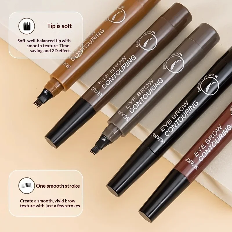 4-Tip Waterproof Beard Pen Beard Filler Penci Waterproof  Eyebrow Pencil Enhancer Lasting Repair Moustache Coloring Shaping Tool