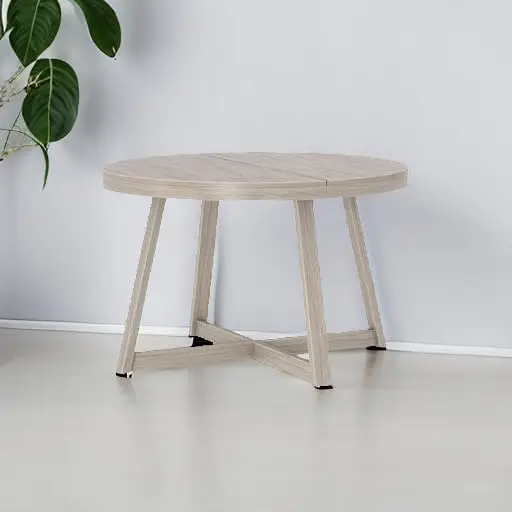 Table de salle à manger ronde, table de cuisine en bois massif de 47 pouces, table ronde de ferme pour 4, petite table à manger, brosse à fil en coquillage