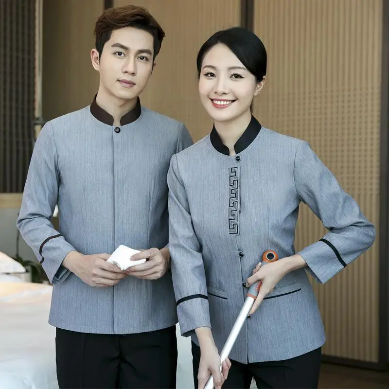 호텔 룸 청소 유니폼 긴 소매 가을 겨울 복장 쇼핑몰 커뮤니티 프로퍼티 클리너 병원 여성 청소 작업복