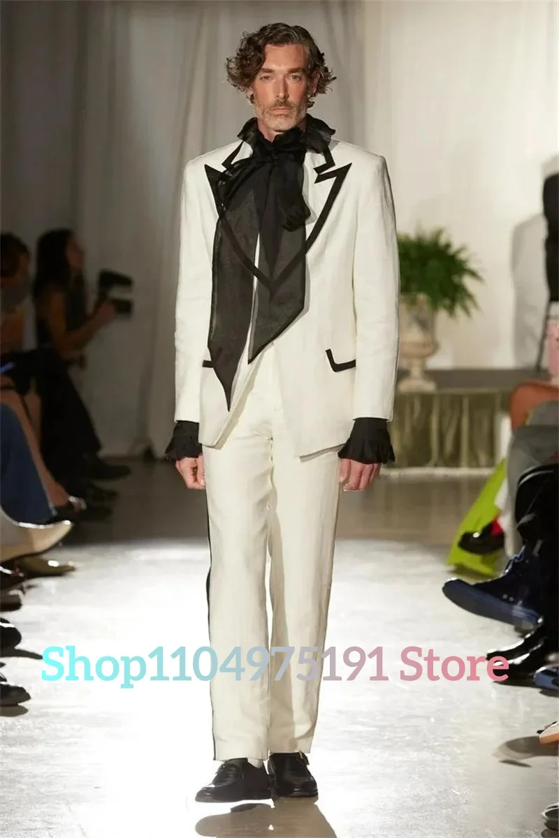 Fashion Men Suits Pants Set 2 Pcs Blazer+Trousers Temperament Evening Dress Homecoming Gowns Celebrity Gowns Performance outfit