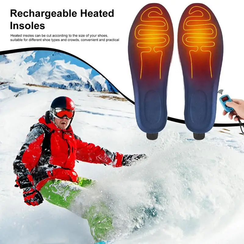 Electric Heated Insoles Rechargeable Heated Shoes Foot Warmer Soles Winter Foot Warmers for Men Women with Wireless Remote