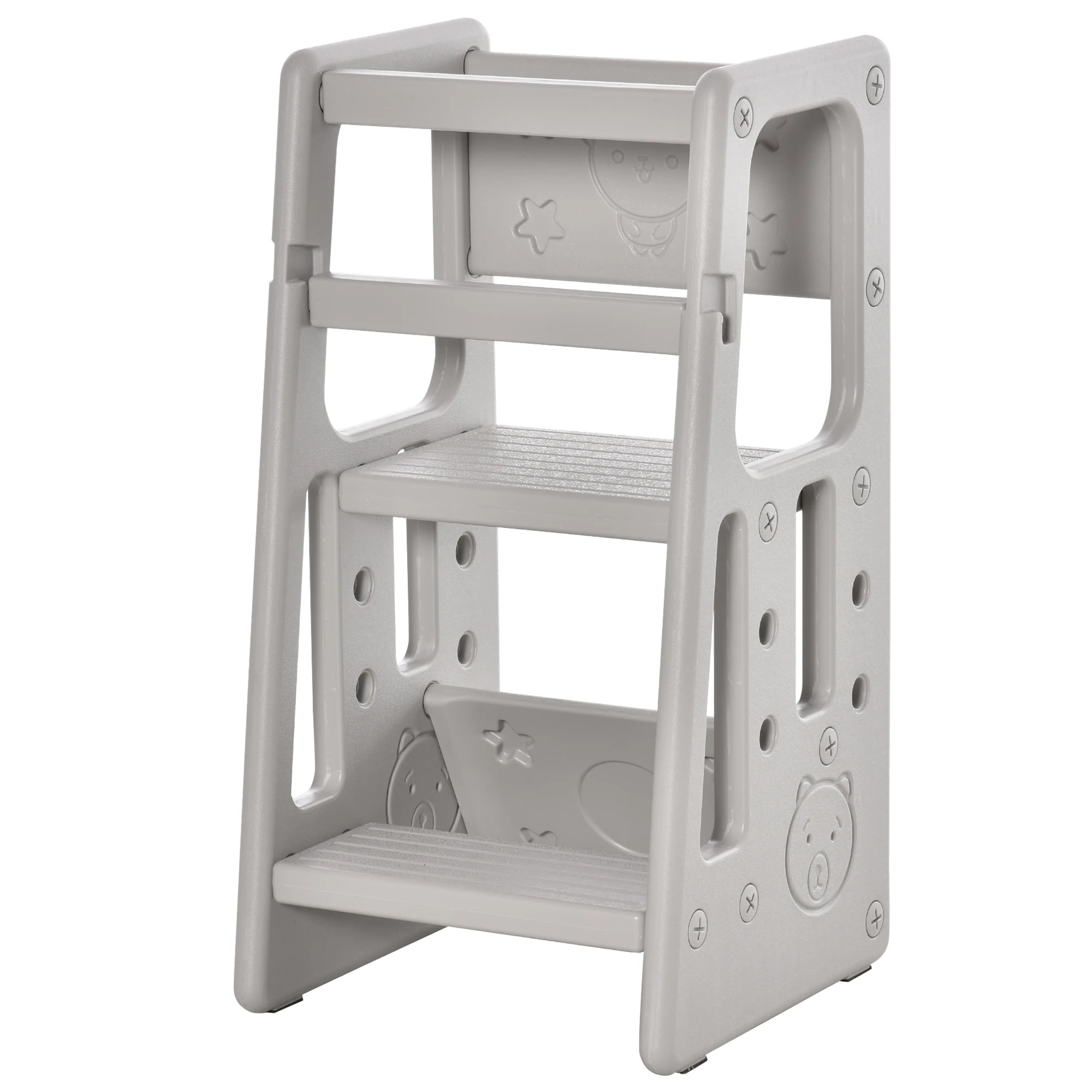 HOMCOM learning tower for kids with adjustable height 47x47x90 cm Gray