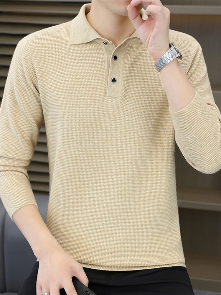 

Мужской повседневный вязаный свитер ранней осени с тонким воротником-стойкой, длинный свеч, однотонный весенний свитшот Faion для молодых взрослых, базовый слой