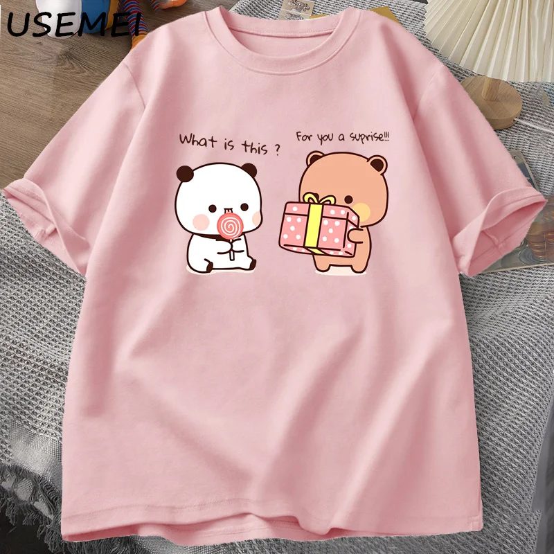 Gelukkige Verjaardag Panda Beer T-Shirt Mannen Bubu En Dudu Love Graphic T Shirts Harajuku Katoenen Korte Mouwen Heren Kleding Streetwear