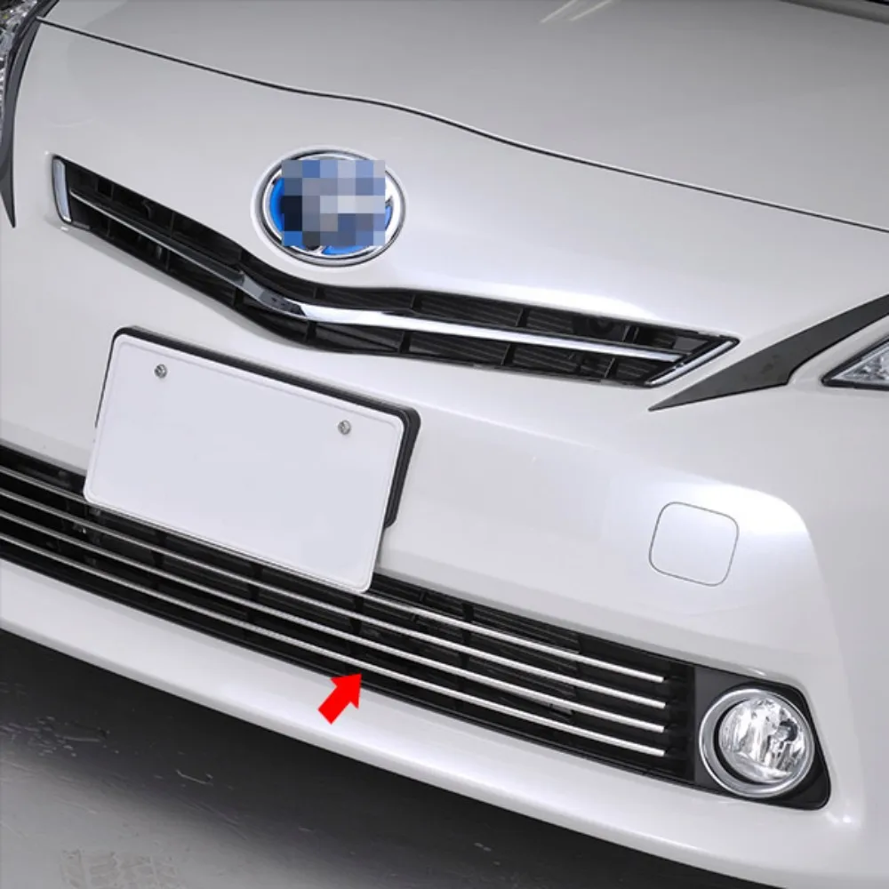 4pcs Front Grille Trim Car Bumper Garnish Molding Trims Car Styling Stainles Steel Accessories For Toyota Prius Alpha ZVW40 V