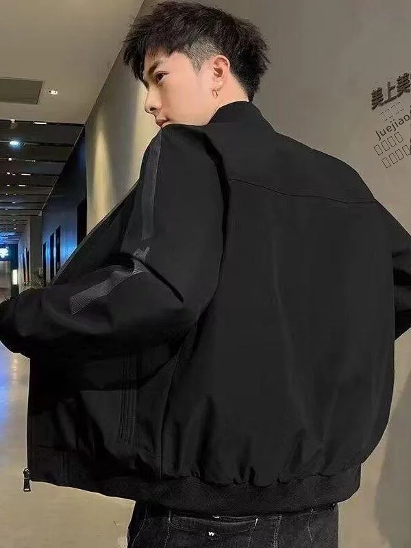 

Spring Autumn New Sle Men's Baseball Collar Jaet Coat Faionable Windproof Outerwear Slim Fit Casual Sle Busin Suit