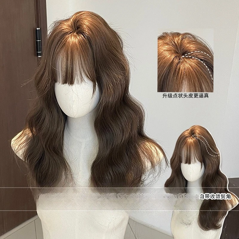 Wig Female Long Hair Natural Full Head Cover Long Hair Natural Long Curly Hair Wig Lolita Wig Cover