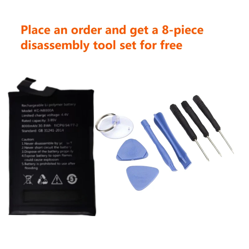 High Quality Battery KC-N8000A 3.85V 8000mAh For Oukitel S73  WP5  WP5 Pro Replacement Mobile Phone Batteries+ Tools