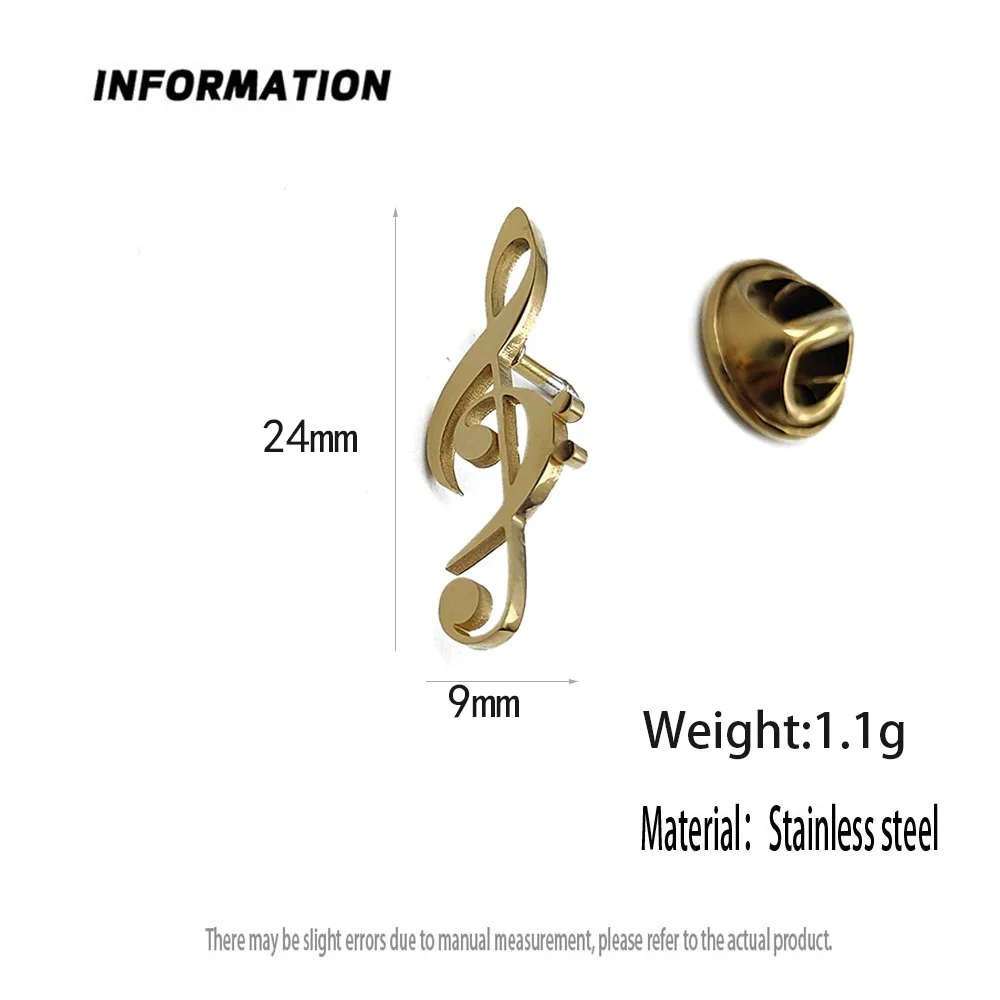 유행 음악 기호 브로치 스테인레스 스틸 옷깃 핀, 멜로디 기호, 음악 애호가 액세서리, 인기 음악 액세서리