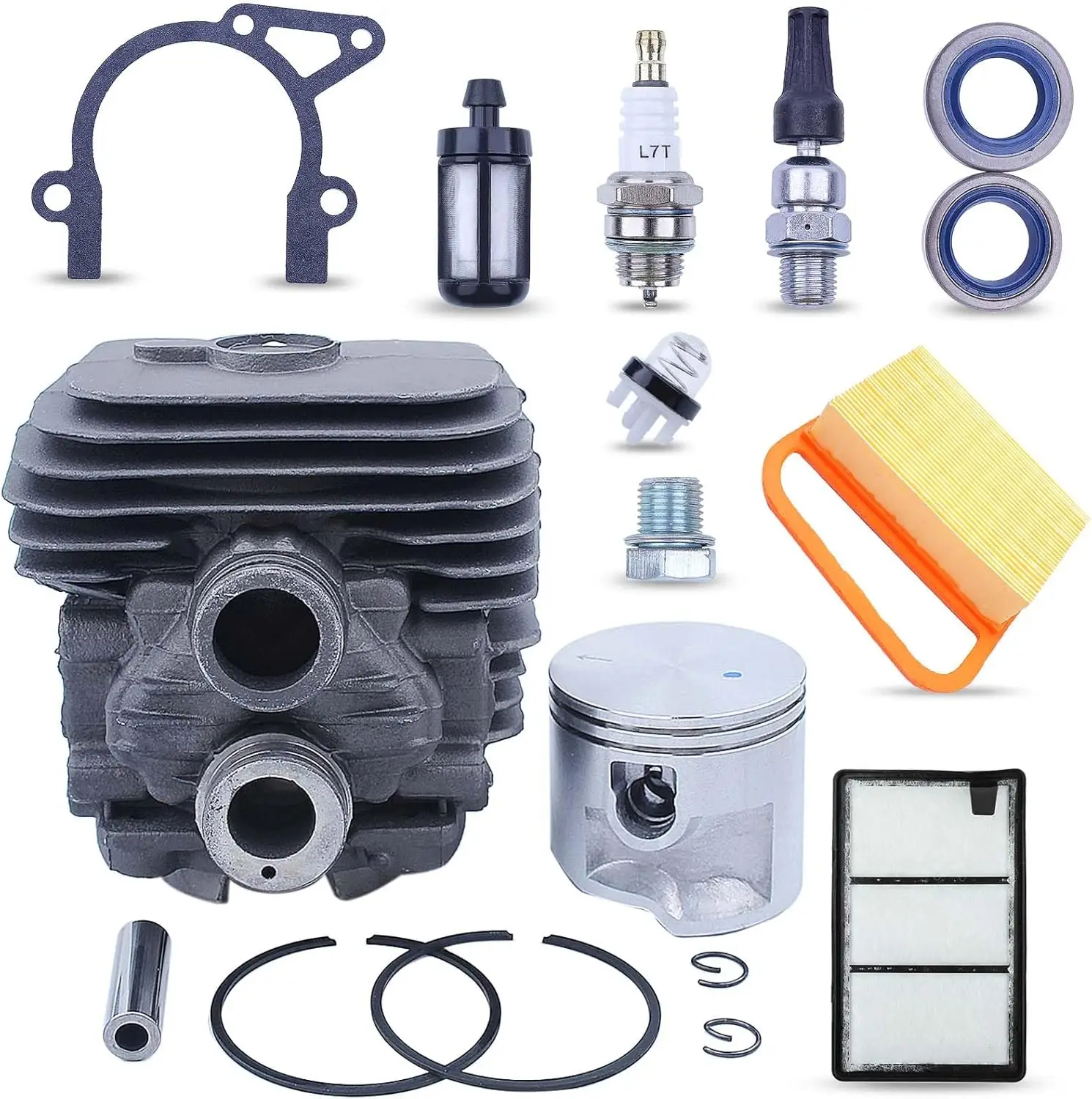 Kit de pistón y cilindro para sierra de hormigón Stihl, kit de junta de pistón y cilindro de 50 mm con filtro de aire y prelimpiador para piezas Stihl TS420