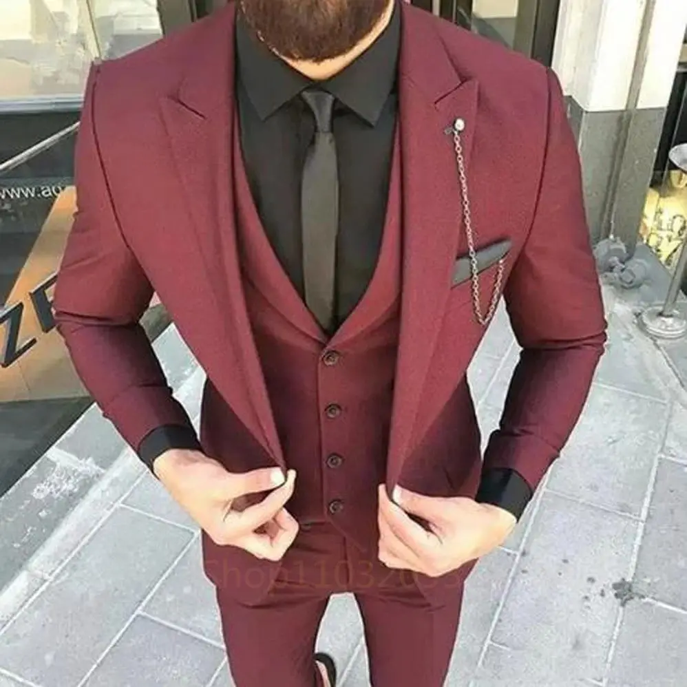 Men Blazers Sets 3 Pieces Wedding  Suits Luxury Elegant Formal Business Full Vest Pants Coats Classic Jackets Free Shipping