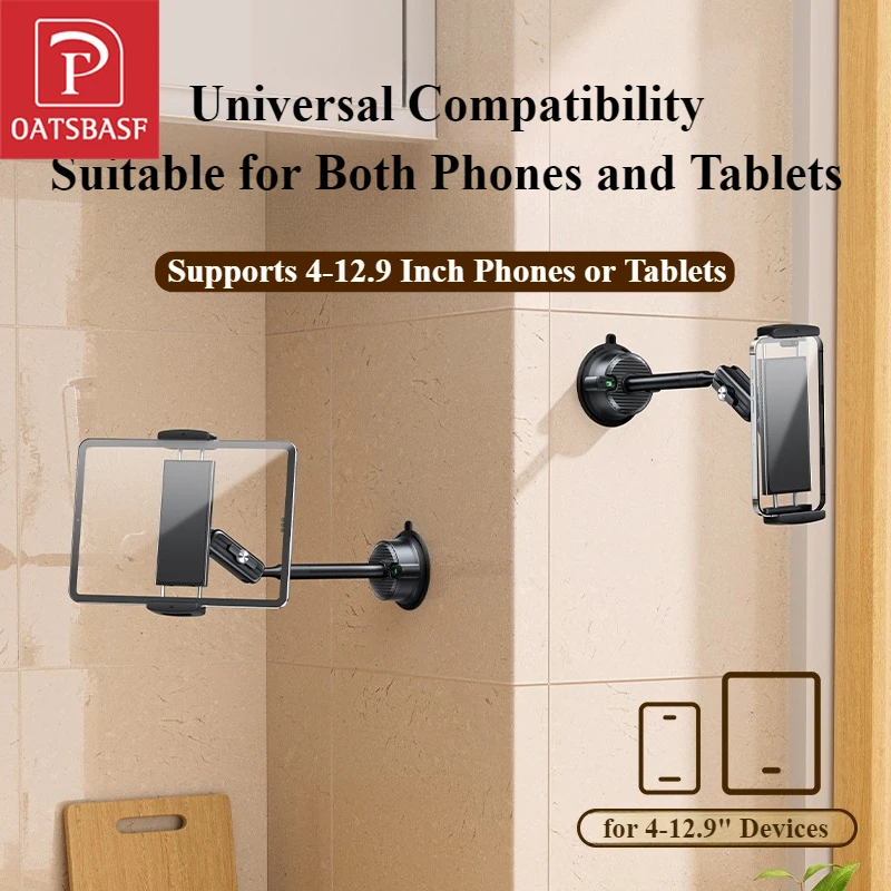 

Oatabasf Vacuum Suction Cup Tablet Holder Stand 360° Rotatable Suction Cup Phone Holder Bracket for 4-12.9" iPhone iPad Huawei