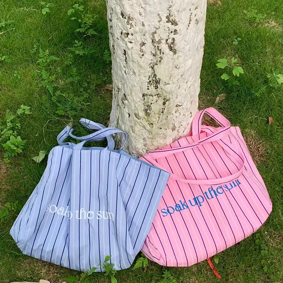 Borsa a tracolla da donna a righe Borsa a tracolla versatile ed elegante da donna Semplice con manici Borse da viaggio di grande capacità