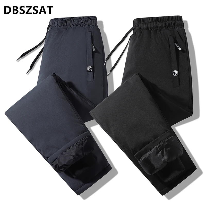 

90% White Duck Down Winter Outdoor Down Pants Man Thick Windproof Warm Hiking Pants Elastic Waist Scratchproof Camping Trousers