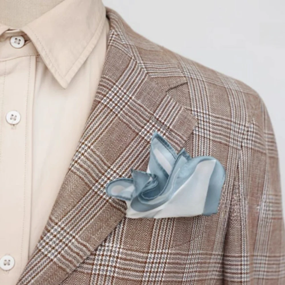 Fashion Korean Men's Suit Pocket Square Vintage Polyester Business Suit Hanky Color Edge White Chest Towel Handkercher Banquet