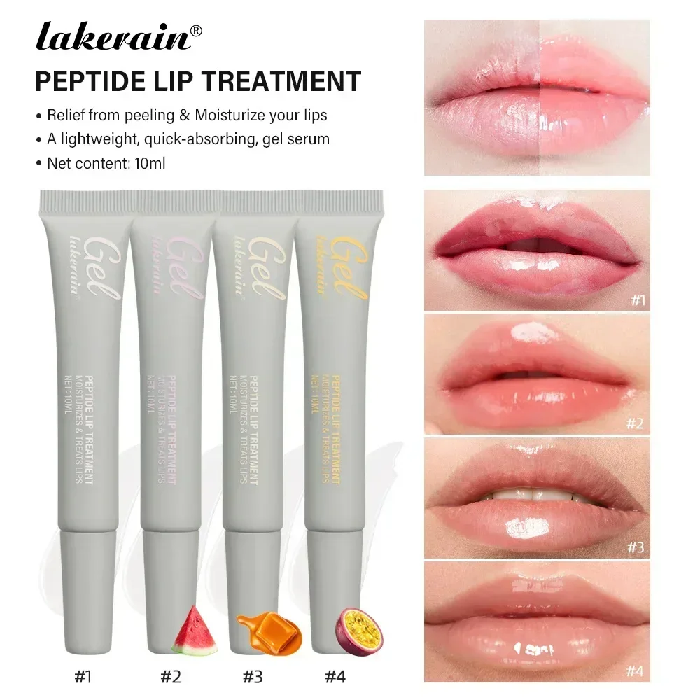 Peptídeo tratamento labial hidratante máscara labial gel para remover pele morta batom base odor de frutas creme labial reparação máscara de cuidados com os lábios 10ml