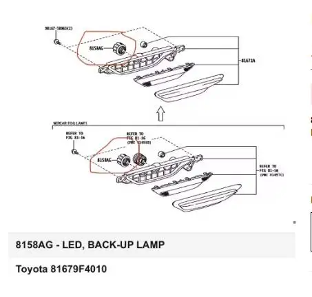 

1PC 81679F4010 For Toyota C-HR Yaris Lexus UX Reverse Light Bulb Car Reversing Lamp Head Car Replacement Parts Automobiles Parts