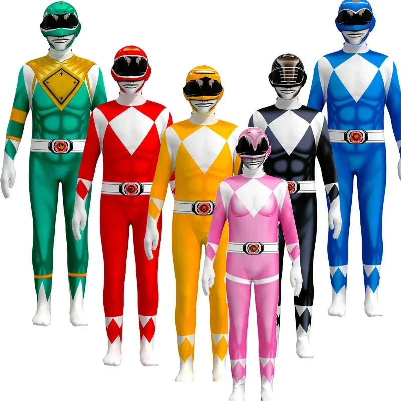 Fantasia Power Samurai Rangers Costume Cosplay Per Adulti Bambini Morpher Mighty Morphin Maschera Tuta Zentai Suit Halloween