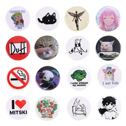 Fun Cat Metal Tinplate Badges Creative Anime Frog Strawberry Girl Brooch Pins Cute Trendy Lapel Jewelry Gift For Kids Friends