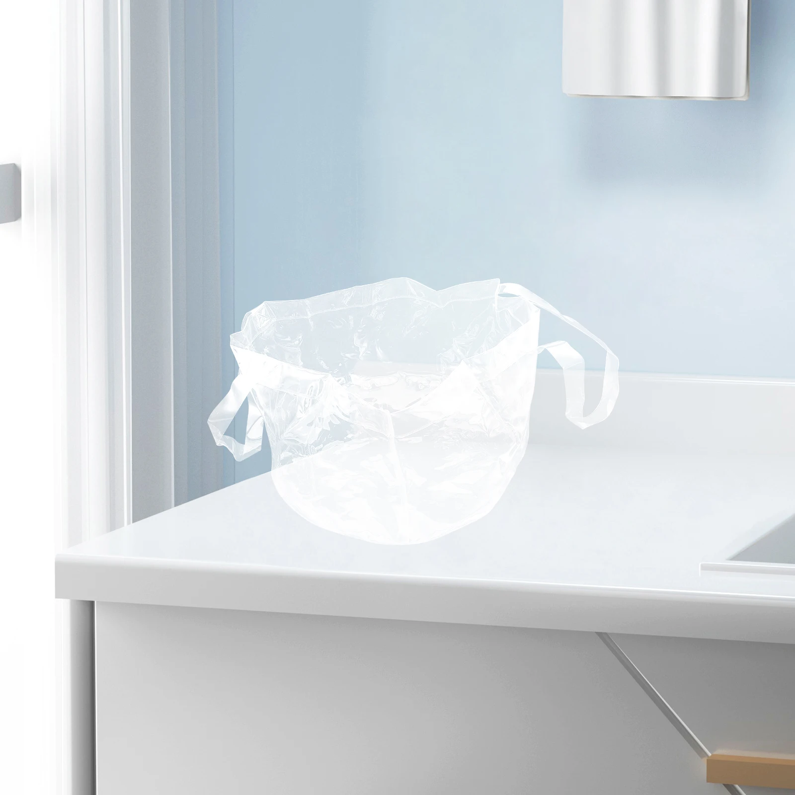 

2pcs Travel Laundry Bag Clear Foldable Water Bucket Collapsible Basin for Camping Lightweight Portable Thickened PVC Leakproof