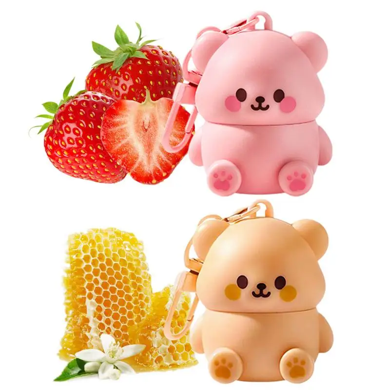 Cute Little Bear Lip Balm Moisturizing Lip Gloss Primer Colorless Stocking Stuffers Lip Care For Winter Lip Repairing