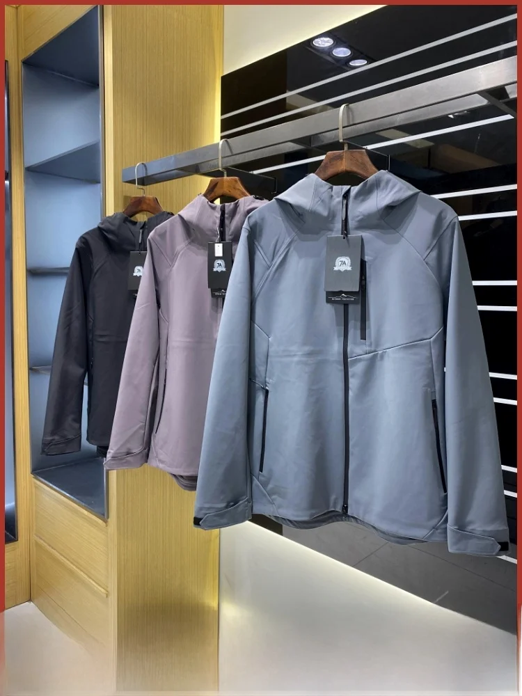 

Outdoor Men's 3D Tailored Windproof Water-resistant Casual Jaet Hooded Fce Polyester Spring Autumn Zipper Closure Coat