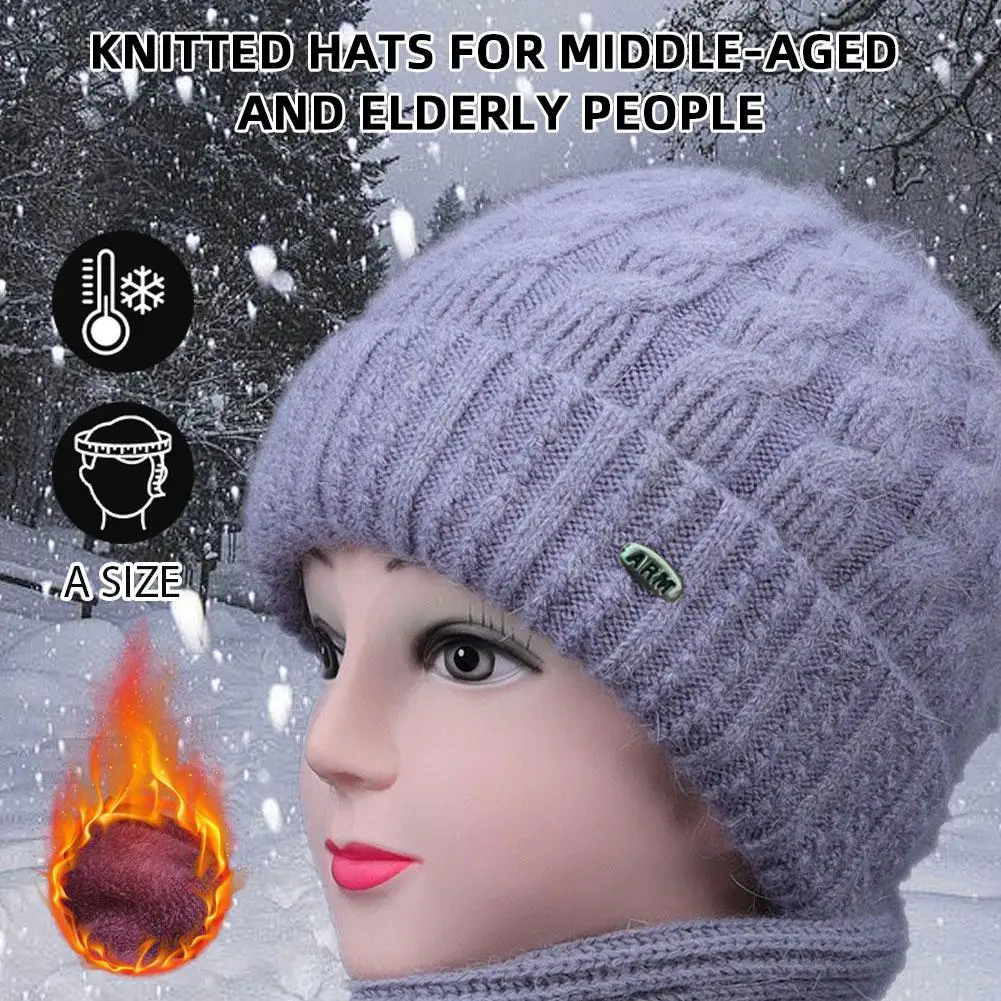 Fashion Beanie Cap Winter Hat Women Thickened Middle-aged Elderly Knit Cold Mother Old Lady Winter Outdoor Cap