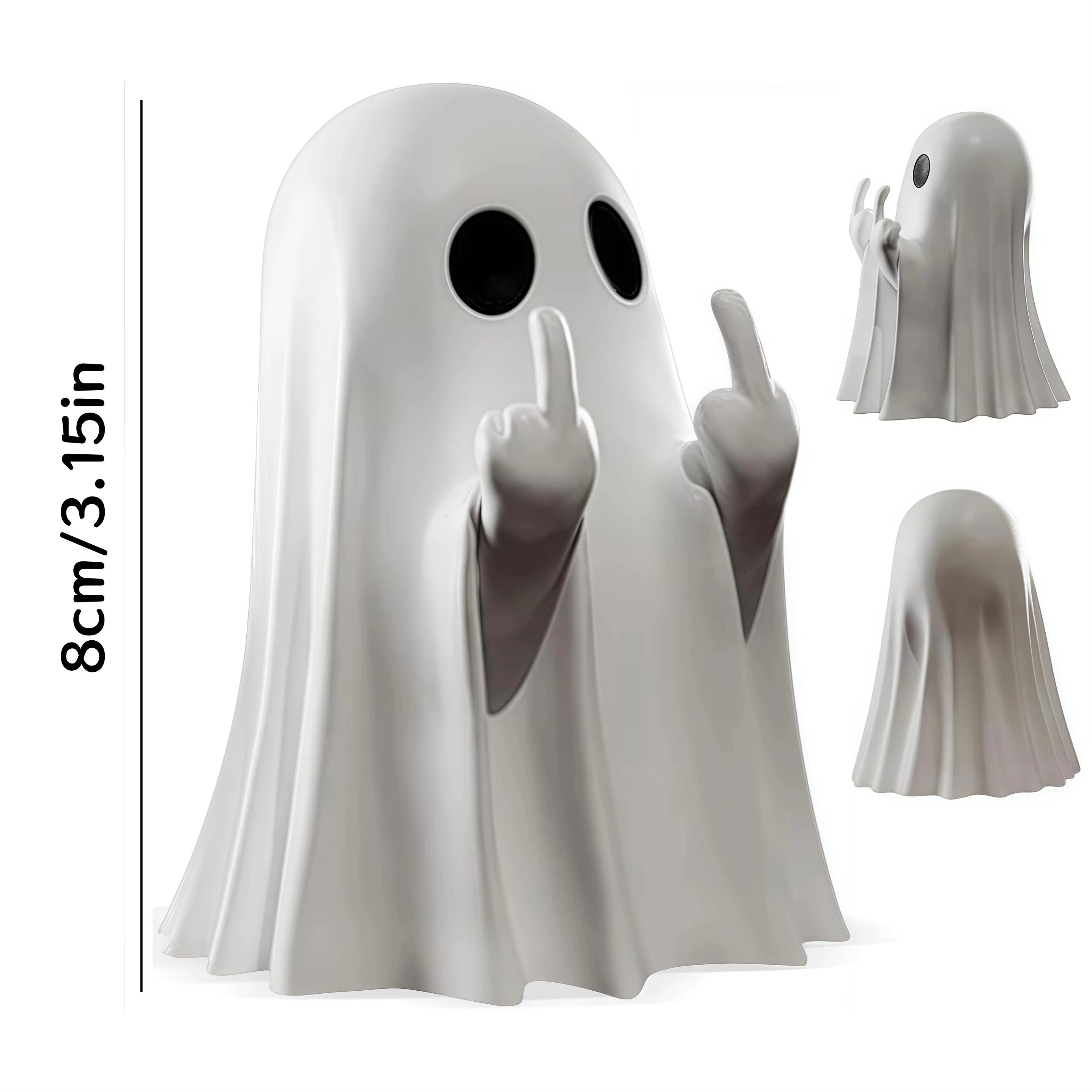Middle Finger Cute Ghost Statue Ghosts Small Scary Ghost Figurines Halloween Home Decorations Coffee Table Centerpieces Shelf