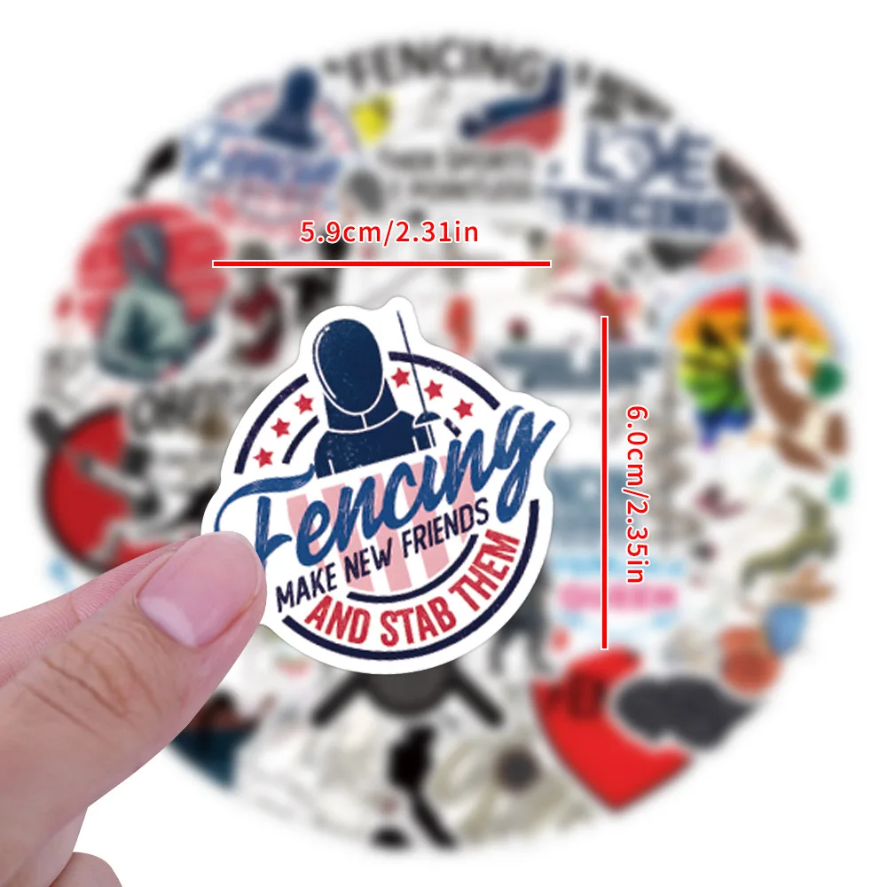 10/55PCS Cartoon Fencing Sport Graffiti Sticker Creative Decal For Laptop Guitar Phone Wardrobe Cup Waterproof Sticker Kid Toys