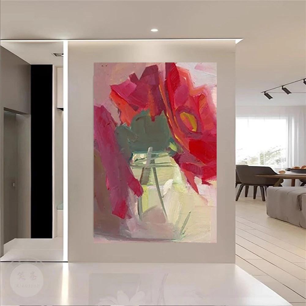100% Hand Painted Flower oil painting Wall Decor Canvas Art 3d Textured Knife Beautiful Flower Painting for home Acrylic Artwork