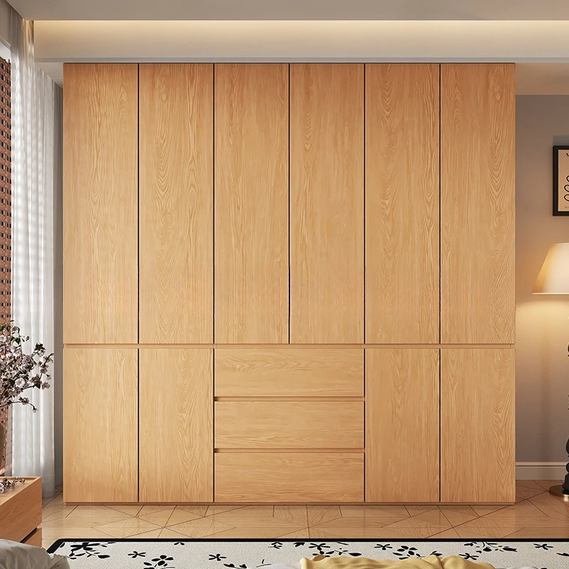 

Дубовые шкафы в стиле ретро для спальни, новые общие сегментированные шкафы без ручек для хранения вещей, хорошая домашняя мебель Шкафы Для Одежды ZY40YG