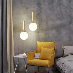 Modern LED Glass Ball Pendant Lamp Fixtures Gold Bedside Kitchen Hanging Lights Luminaire Dining Room Lighting Indoor Decoration