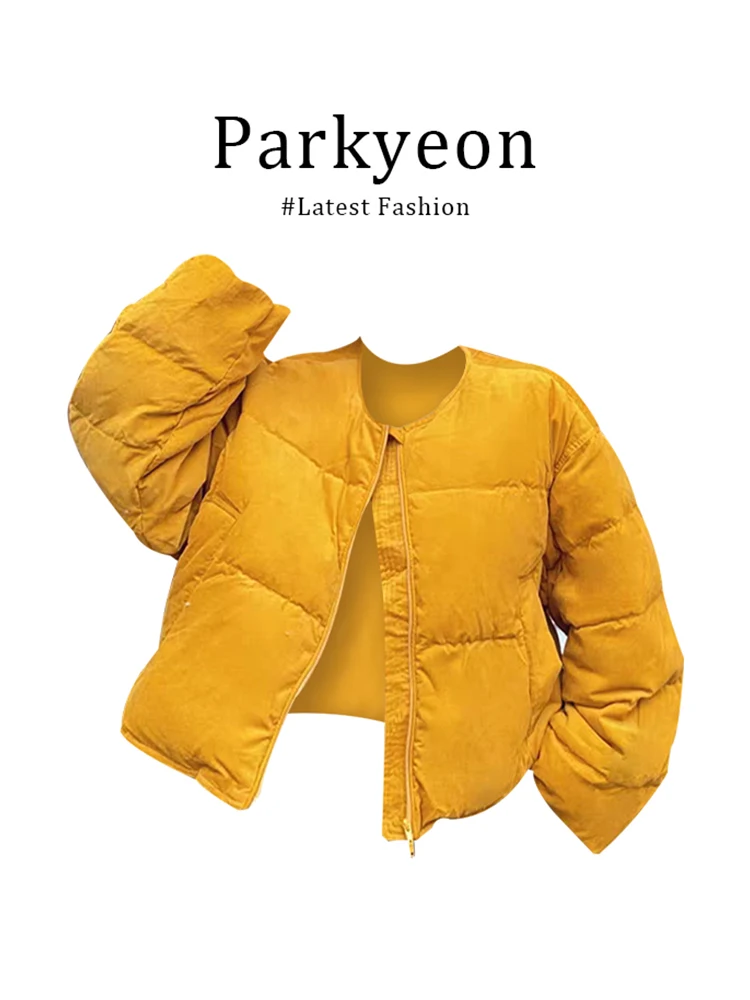 

Свободная куртка в корейском стиле из хлопка, горчично-желтая, зимняя новинка, женская повседневная одежда, с длинными рукавами, с капюшоном, на одной пуговице