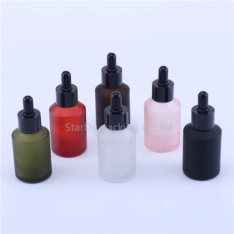 200PCS/LOT Empty Black Frosted Color 60ML Glass Dropper Oil Essential Bottle In Refillable Drop Liquid Pipette Bottles Wholesale