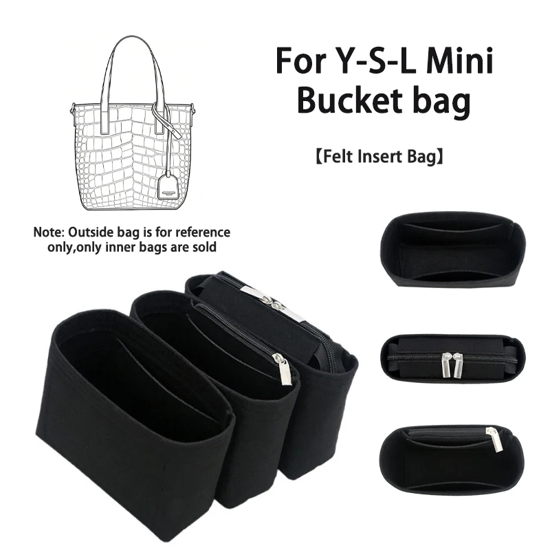 EverToner Shaping Felt Insert Bag for Y-S-L Mini Bucket Travel Makeup Storage Protection