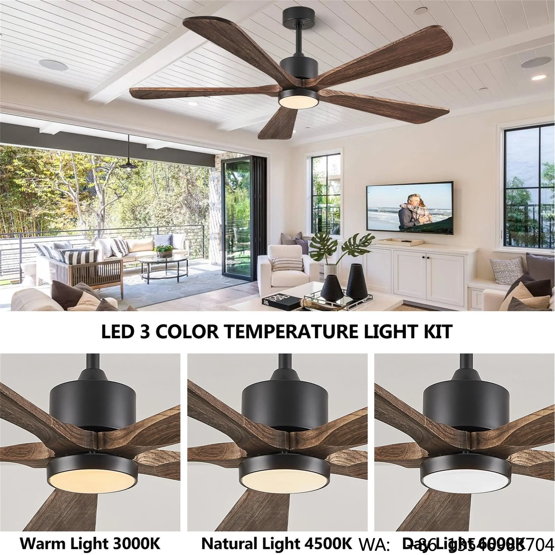 Wholesale Electric 60 Inch Wood Blades Remote Control Ceiling Fan With Light DC Motor Low Price Air Cooling Home Decorative Use