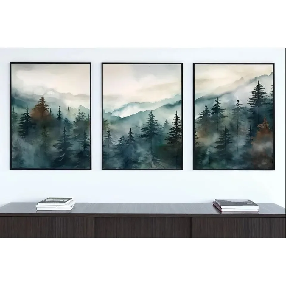 Abstract Trilogy Poster Printmaking Landscape Gable Art Canvas Painting Modern Living Room Home Decoration Wall Painting