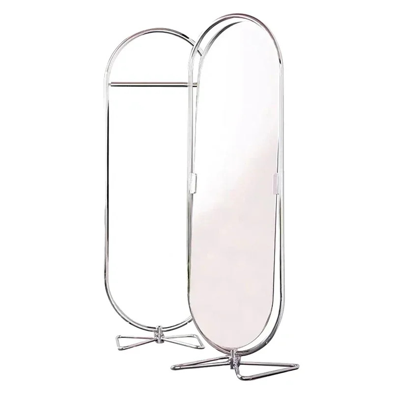 Magazine Rack Metal Shelf Vintage Hanger Rotating Floor Mirror